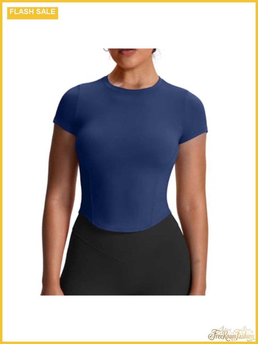 Crew Neck Short Sleeve T-Shirt No Padding Nylon Spandex Butter-Soft